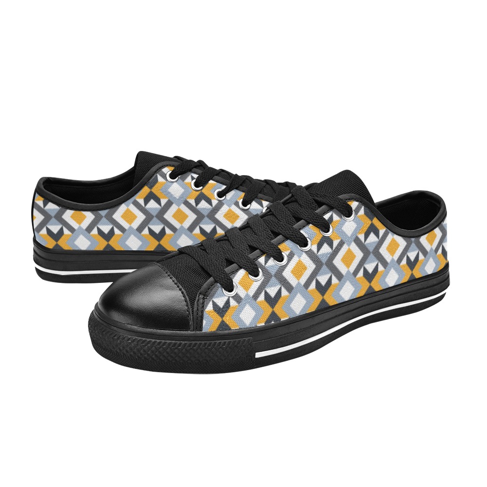 Retro Angles Abstract Geometric Pattern Men's Classic Canvas Shoes (Model 018)