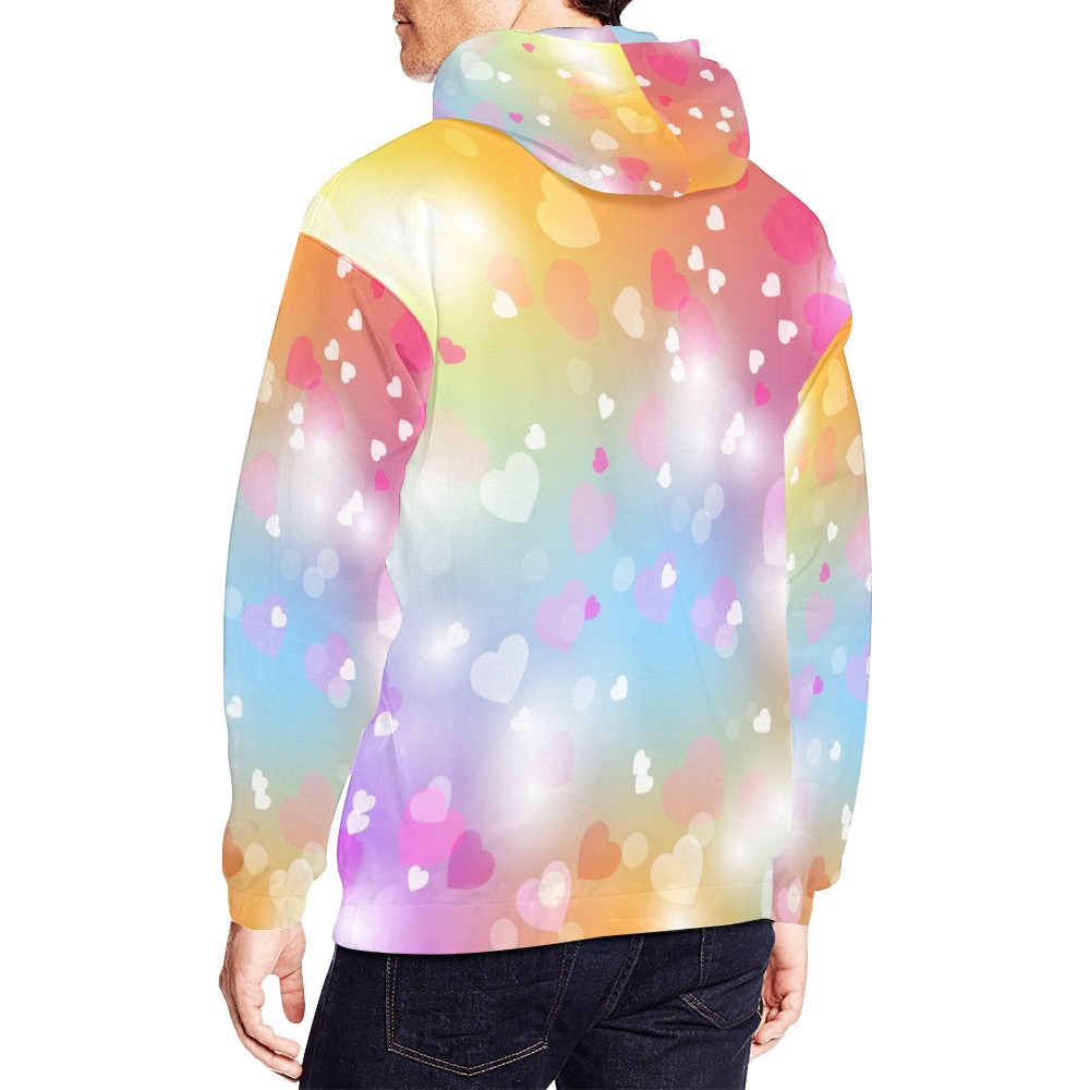 Lovely Hearts All Over Print Hoodie for Men (USA Size) (Model H13)