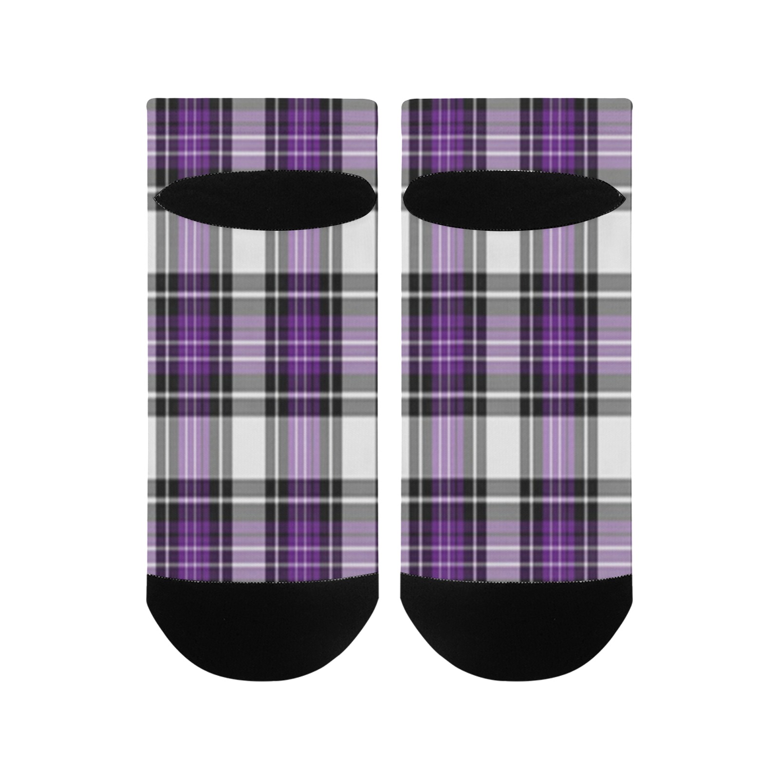 Purple Black Plaid Men's Ankle Socks