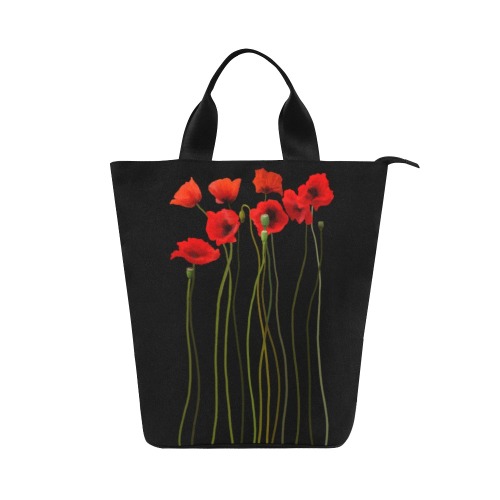 Poppies Floral Design Papaver somniferum Nylon Lunch Tote Bag (Model 1670)