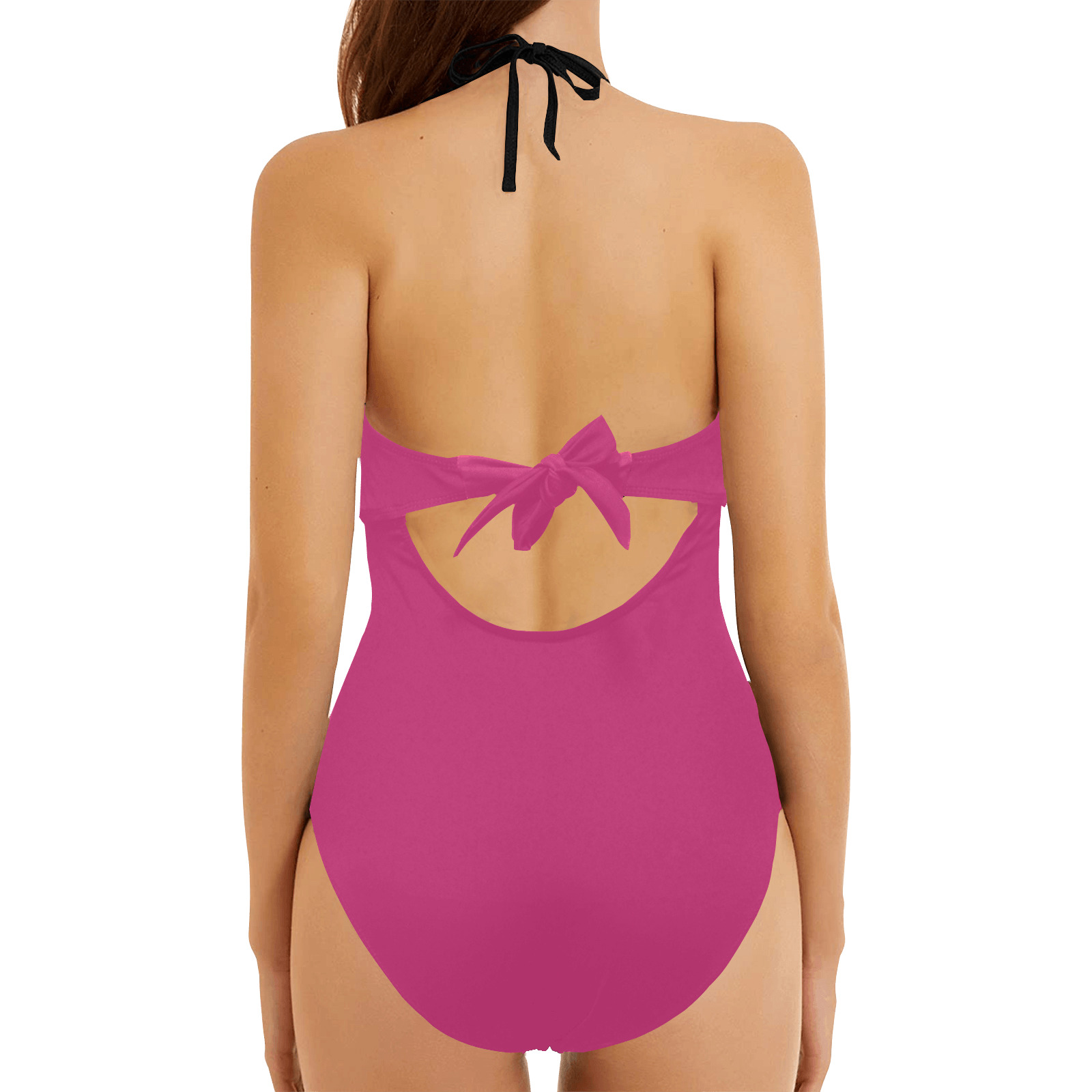 PINK Backless Hollow Out Bow Tie Swimsuit (Model S17)