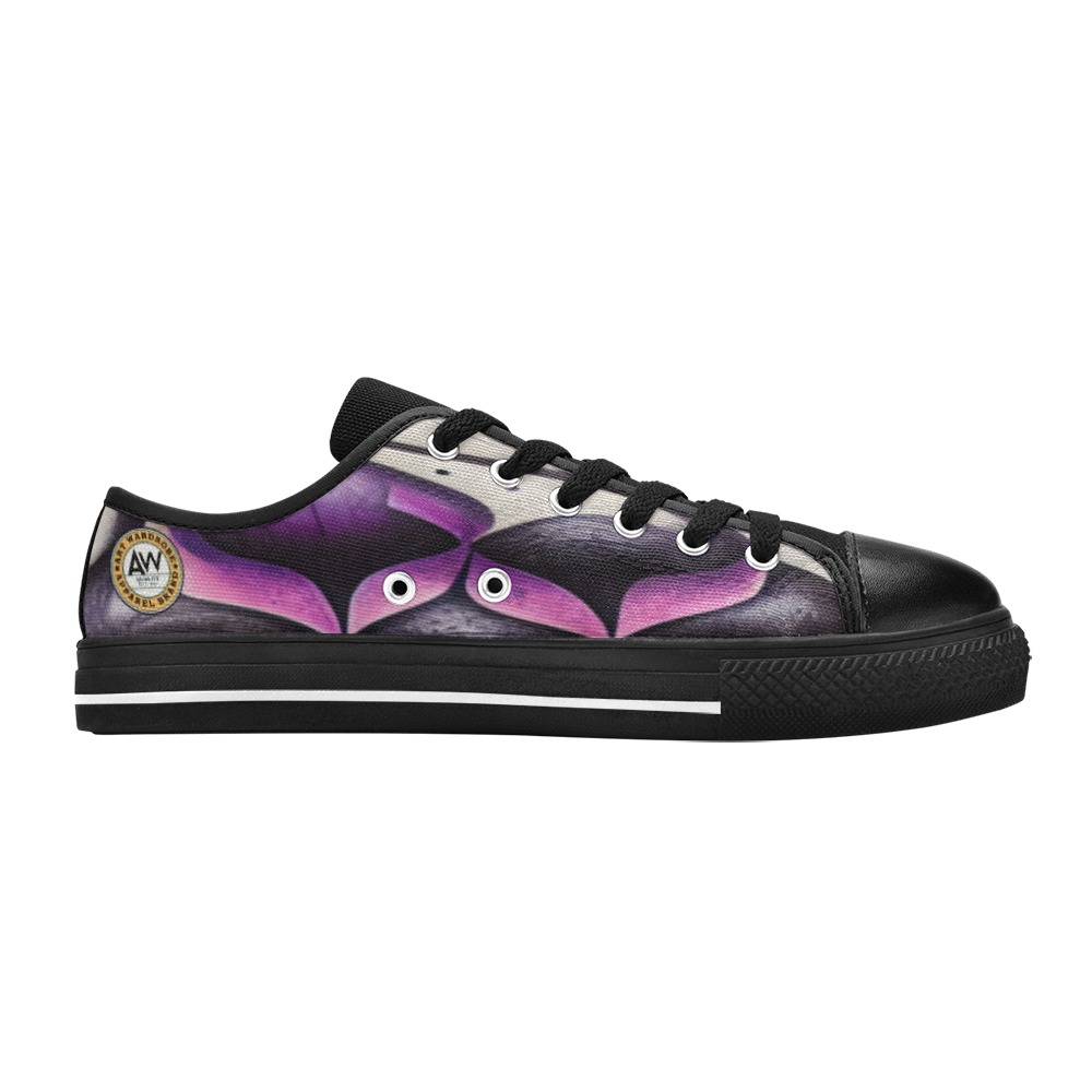 violet, cream, and black abstract pattern 8 Women's Classic Canvas Shoes (Model 018)