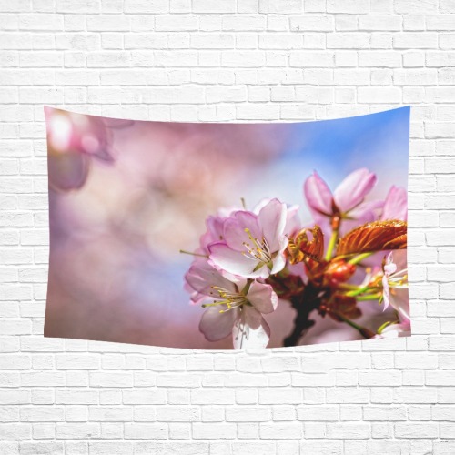 Short life, eternal magic of sakura cherry flowers Polyester Peach Skin Wall Tapestry 90"x 60"