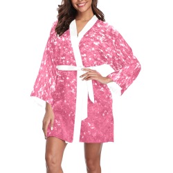 Magenta light pink red faux sparkles glitter Long Sleeve Kimono Robe