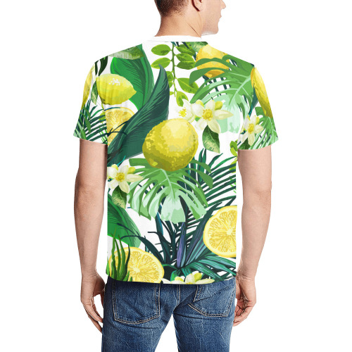 LEMON PATTERN Men's All Over Print T-Shirt (Solid Color Neck) (Model T63)