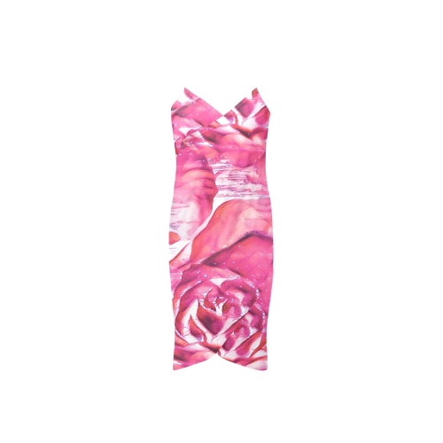 Sweet Summer Roses Spaghetti Strap Backless Beach Cover Up Dress (Model D65)