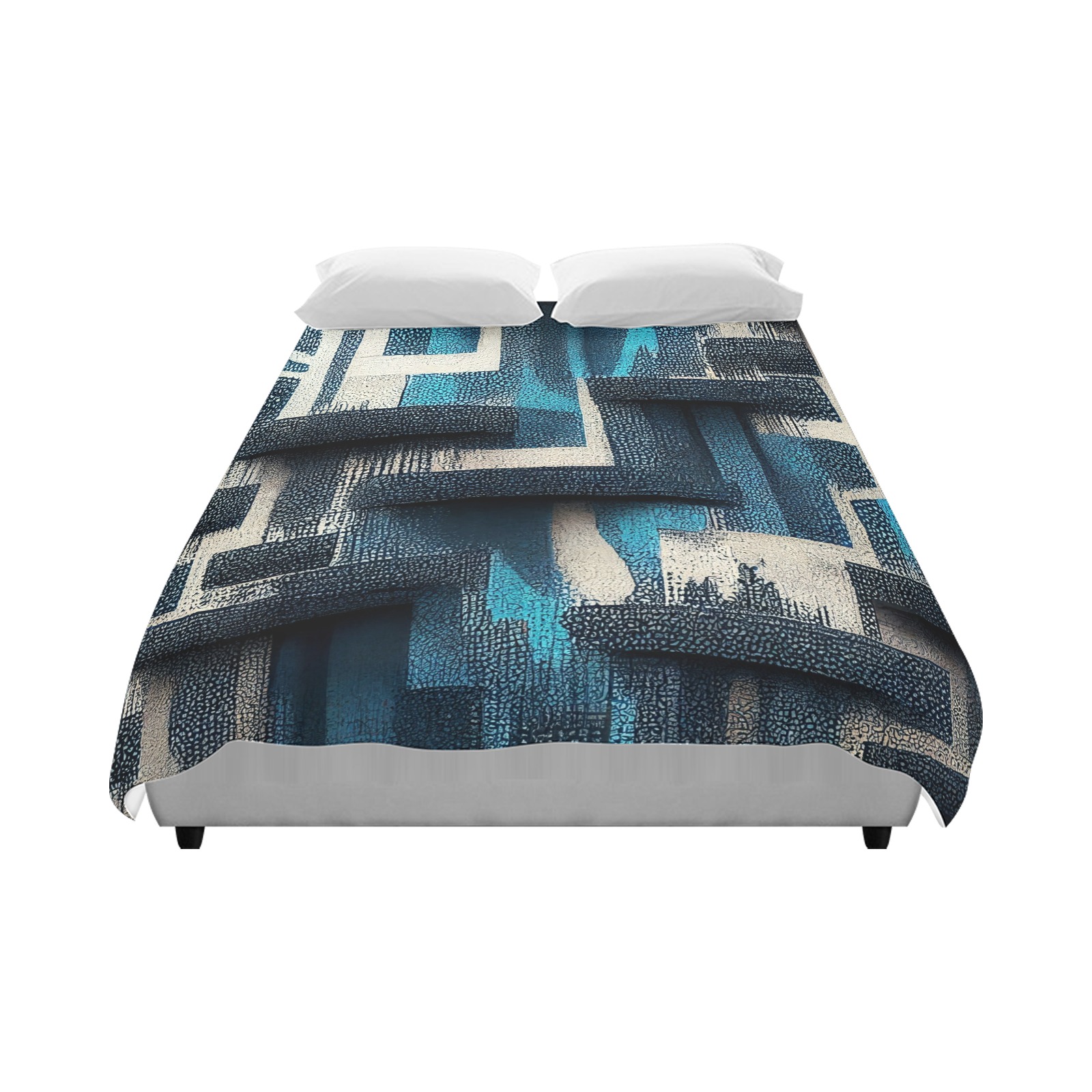 blue, white and black abstract pattern Duvet Cover 86"x70" ( All-over-print)