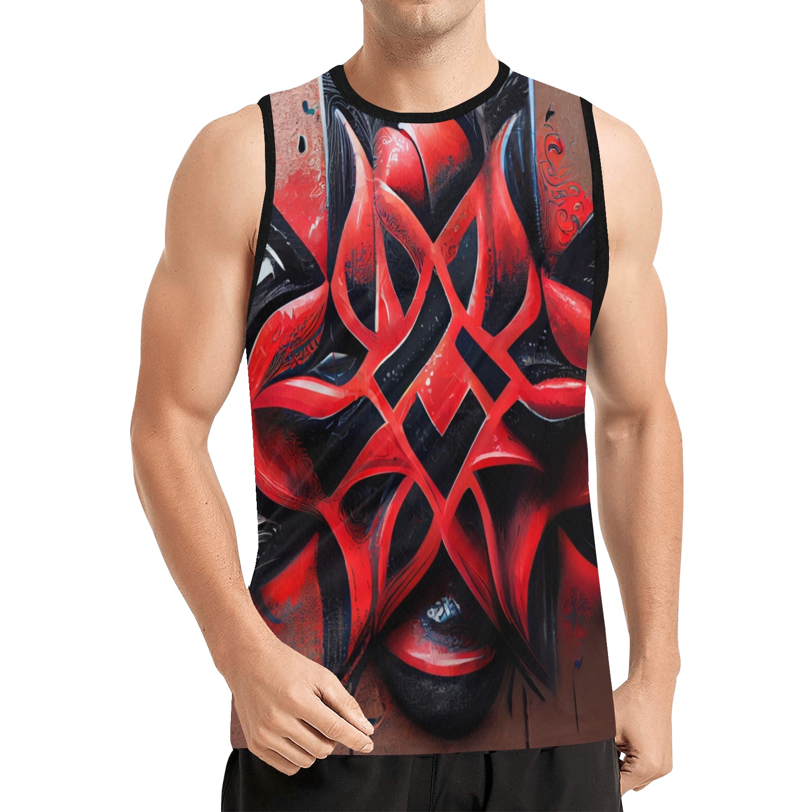 red and black graffiti diamond on brown All Over Print Basketball Jersey