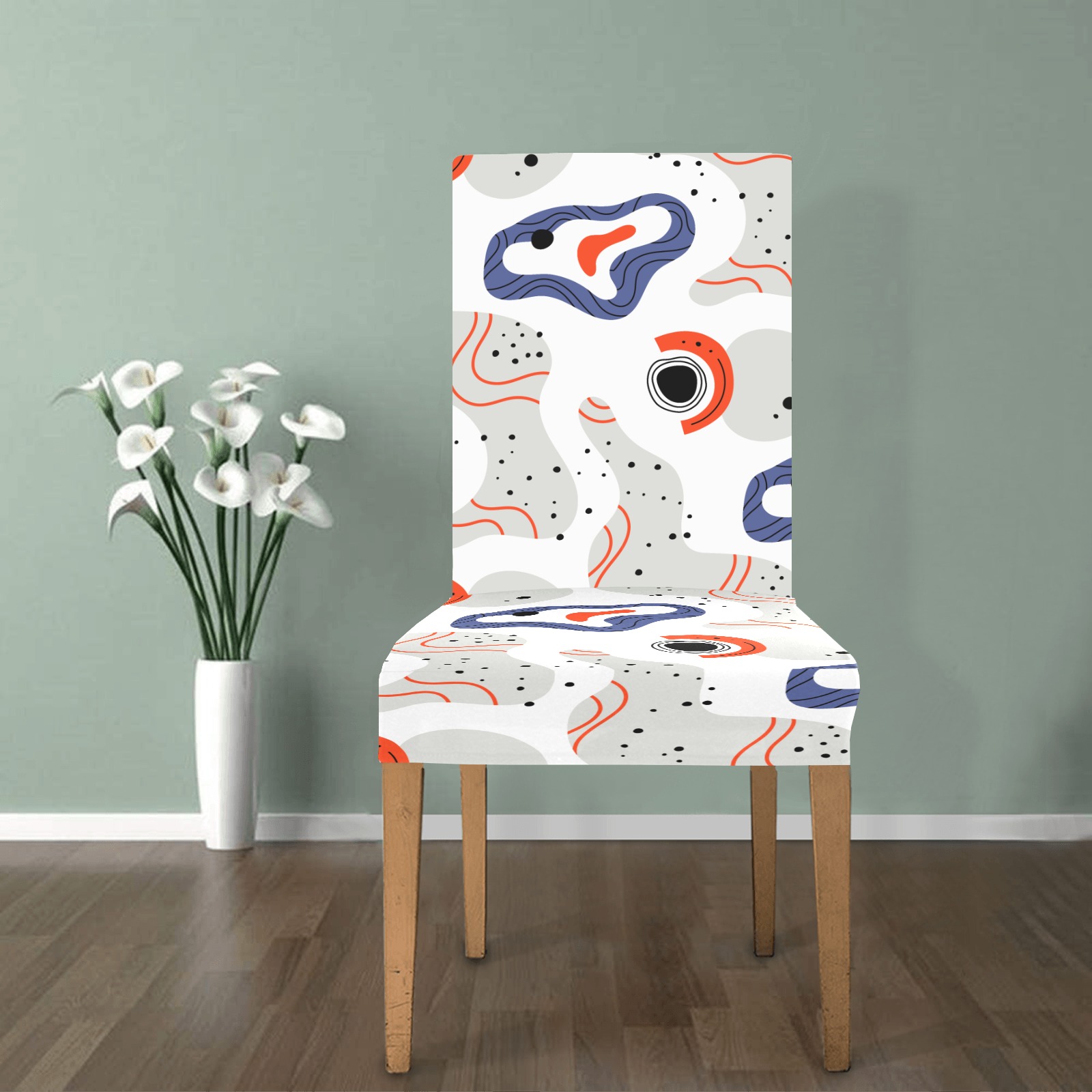 Elegant Abstract Mid Century Pattern Removable Dining Chair Cover