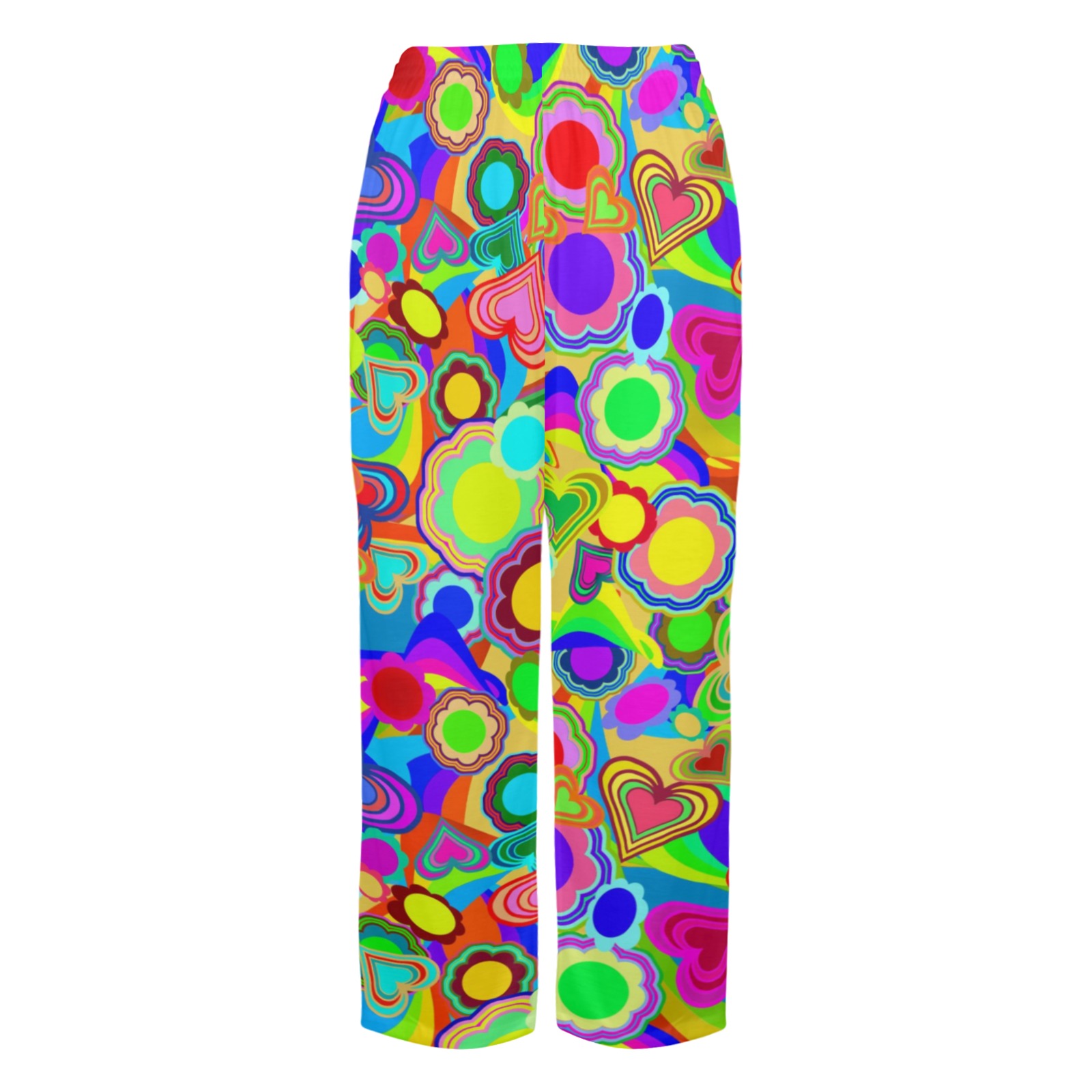 Groovy Hearts and Flowers Women's Pajama Trousers without Pockets