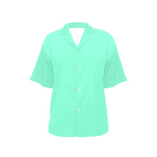 color aquamarine All Over Print Hawaiian Shirt for Women (Model T58)