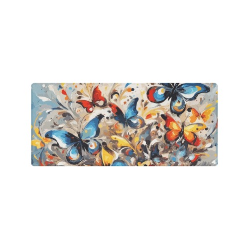 Colorful fantasy of blue and red butterflies Gaming Mousepad (35"x16")
