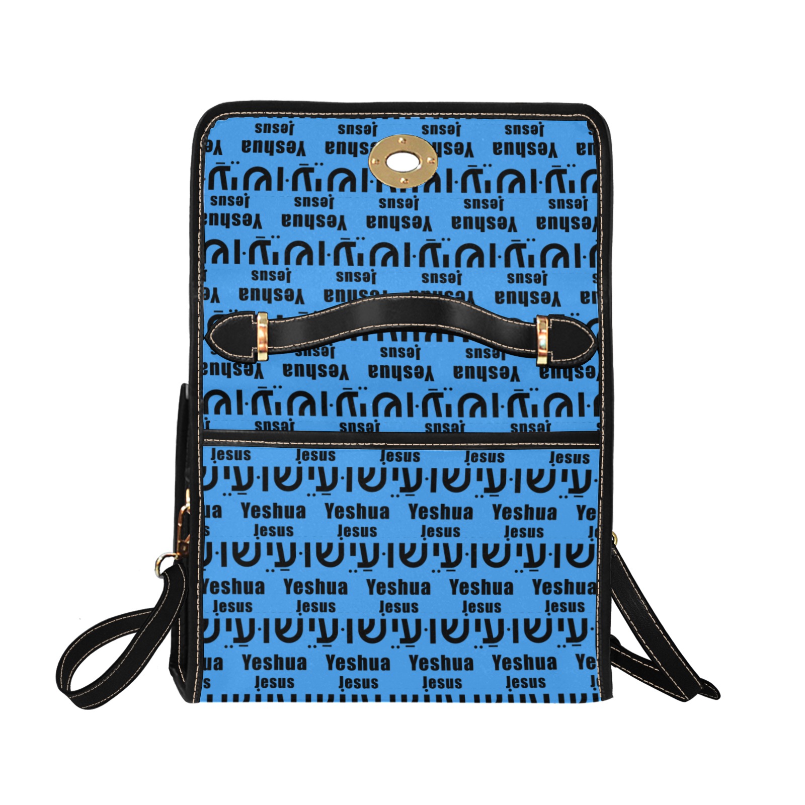 Yeshua Purse Bright Blue Waterproof Canvas Bag-Black (All Over Print) (Model 1641)