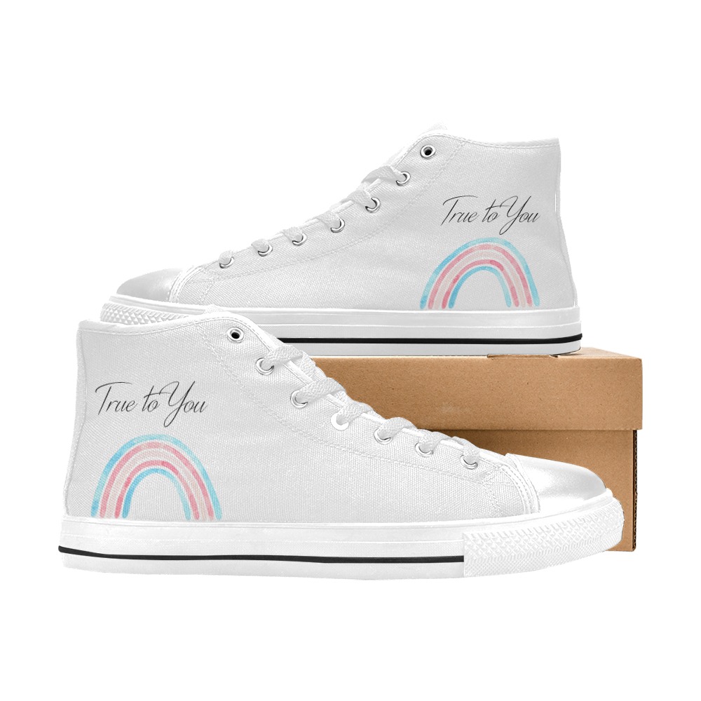 Trans Pride True to you shoe white - mens Men’s Classic High Top Canvas Shoes (Model 017)