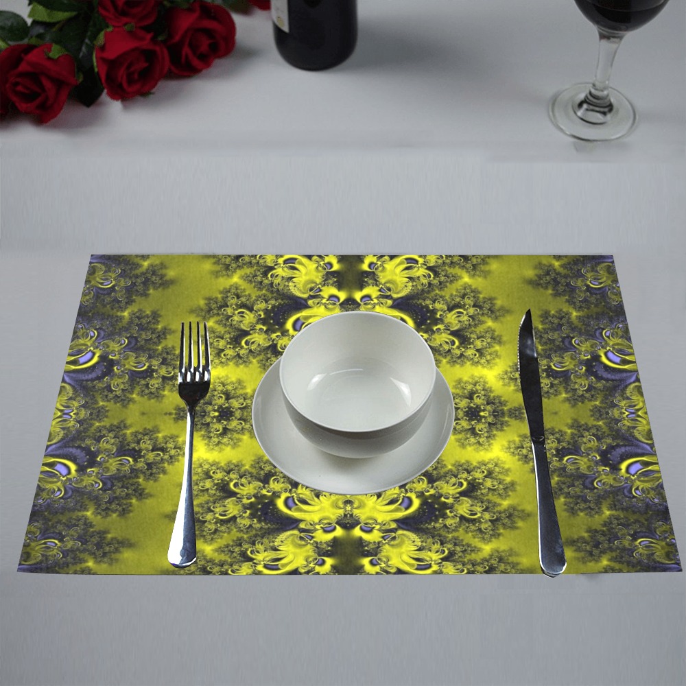 Summer Sunflowers Frost Fractal Placemat 12’’ x 18’’ (Set of 6)
