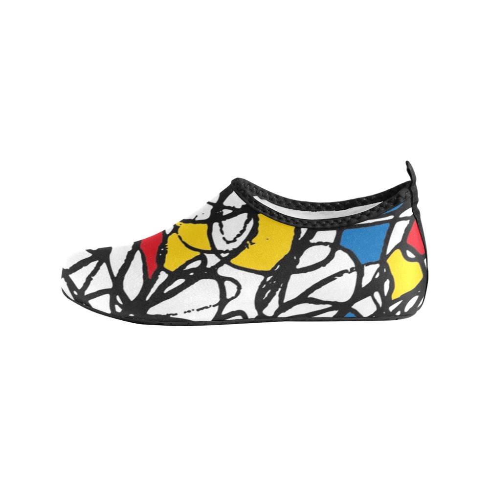 Mondrian Doodle Scribble Women's Slip-On Water Shoes (Model 056)