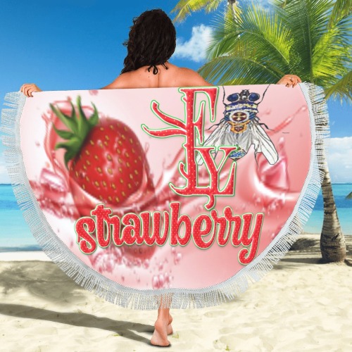 Strawberry Collectable Fly Circular Beach Shawl 59"x 59"