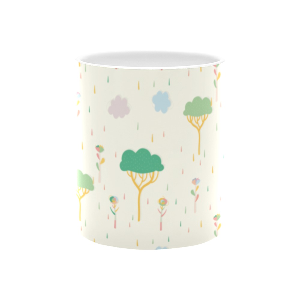 Trees and flowers pattern White Mug(11OZ)