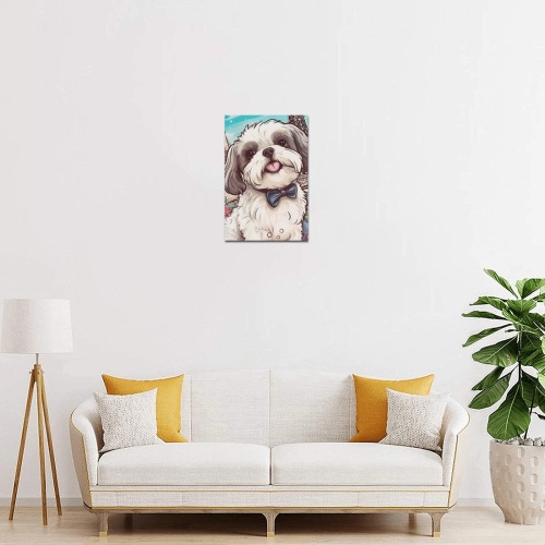 wincha_A_black_and_white_shih_tzu_dog_with_a_white_cowlick_and__66ab5915-4fd0-474c-bdb4-65ff65cdeb04 Upgraded Canvas Print 8"x12"