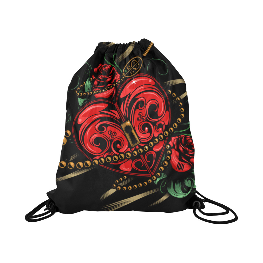 Key To My Heart Large Drawstring Bag Model 1604 (Twin Sides)  16.5"(W) * 19.3"(H)