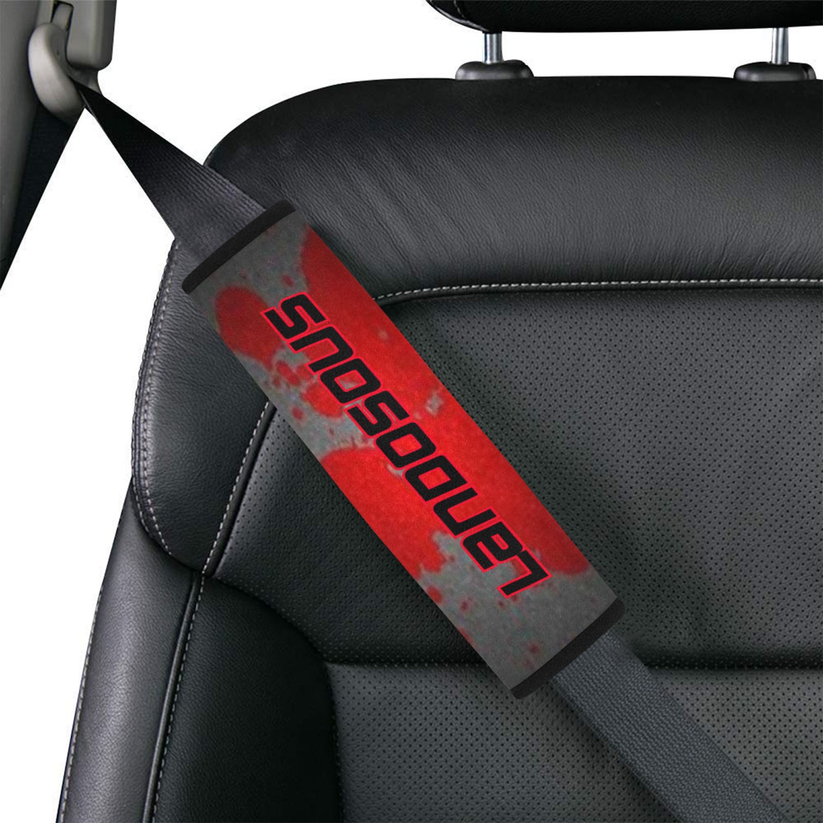 Landosous World Black/Gray/Red Car Seat Belt Cover 7''x10''