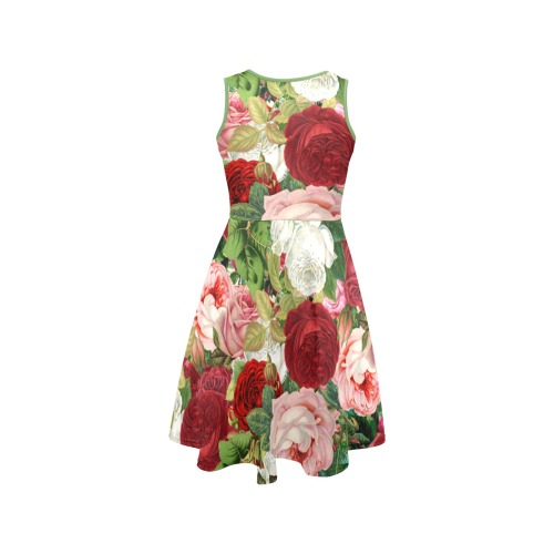 Vintage Flowers Sleeveless Expansion Dress (Model D60)