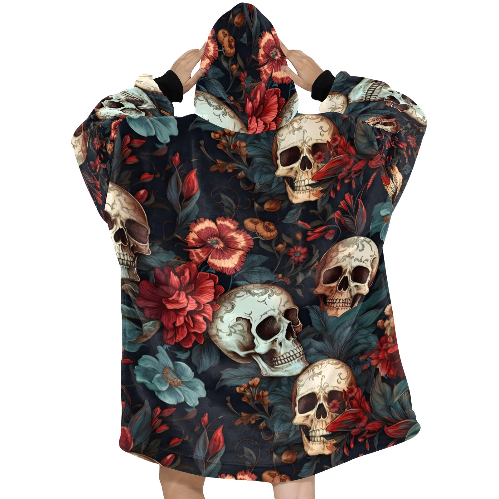 Floral Reaper Blanket Hood Blanket Hoodie for Women