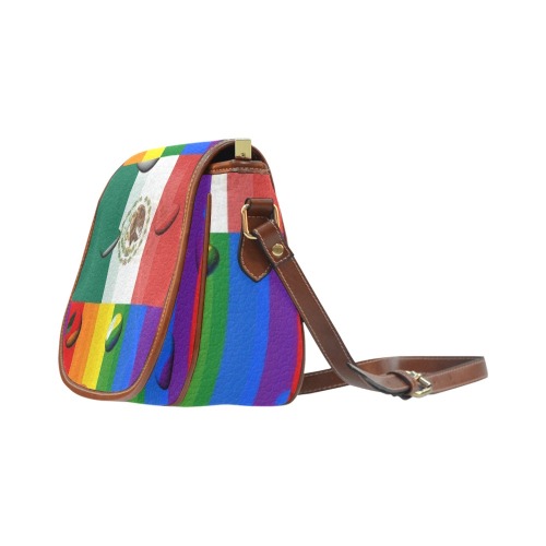 Mexico Pride Flag Pop Art by Nico Bielow Saddle Bag/Large (Model 1649)