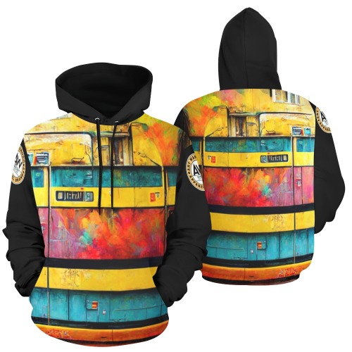 graffiti style train All Over Print Hoodie for Men (USA Size) (Model H13)