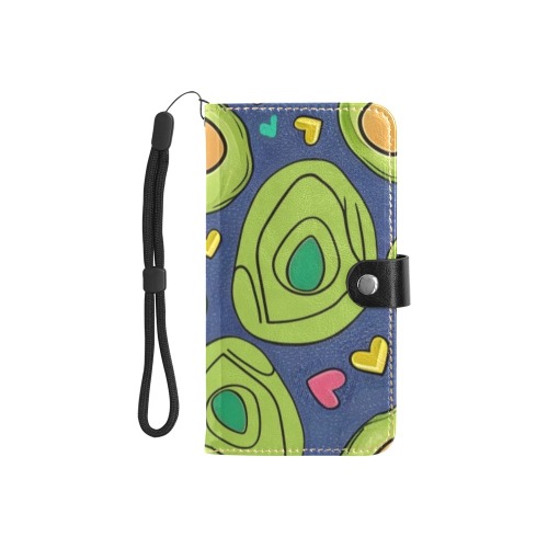 Avocados and Hearts Flip Leather Purse for Mobile Phone/Small (Model 1704)