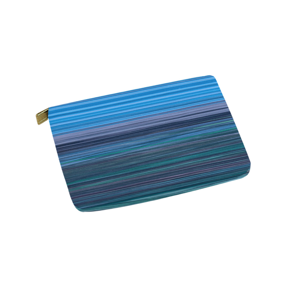 Abstract Blue Horizontal Stripes Carry-All Pouch 9.5''x6''