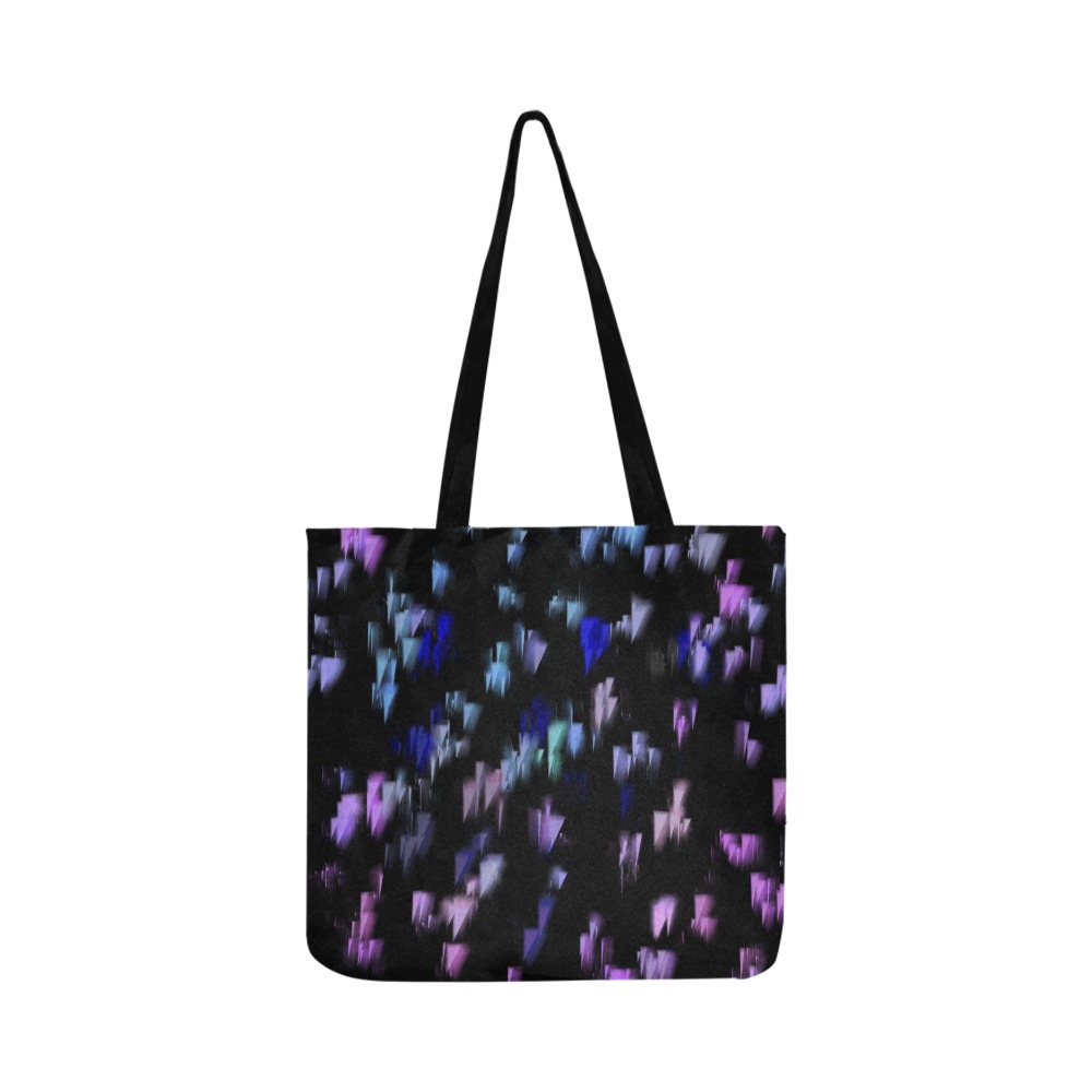 Pink Triangles on Black Abstract Reusable Shopping Bag Model 1660 (Two sides)