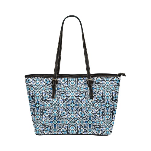 Moody Blue Leather Tote Bag/Small (Model 1651)