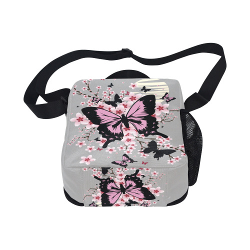 Cherry Blossom Butterflies All Over Print Crossbody Lunch Bag for Kids (Model 1722)