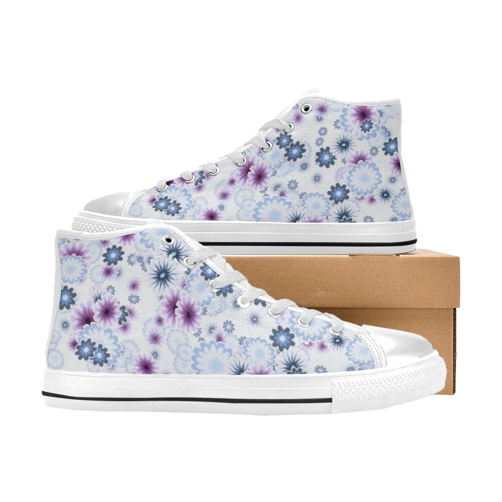 Floral Bomb High Top Canvas Shoes for Kid (Model 017)