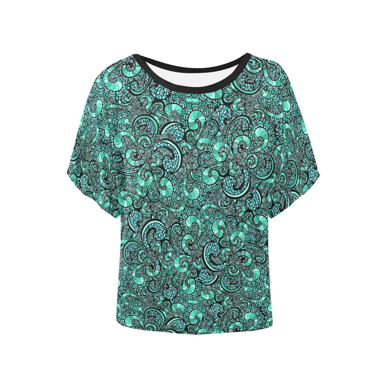 Seafoam Shores Women's Batwing-Sleeved Blouse T shirt (Model T44)