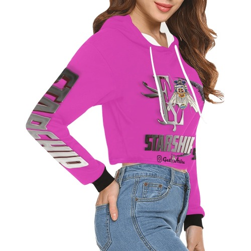 Starship Collectable Fly All Over Print Crop Hoodie for Women (Model H22)