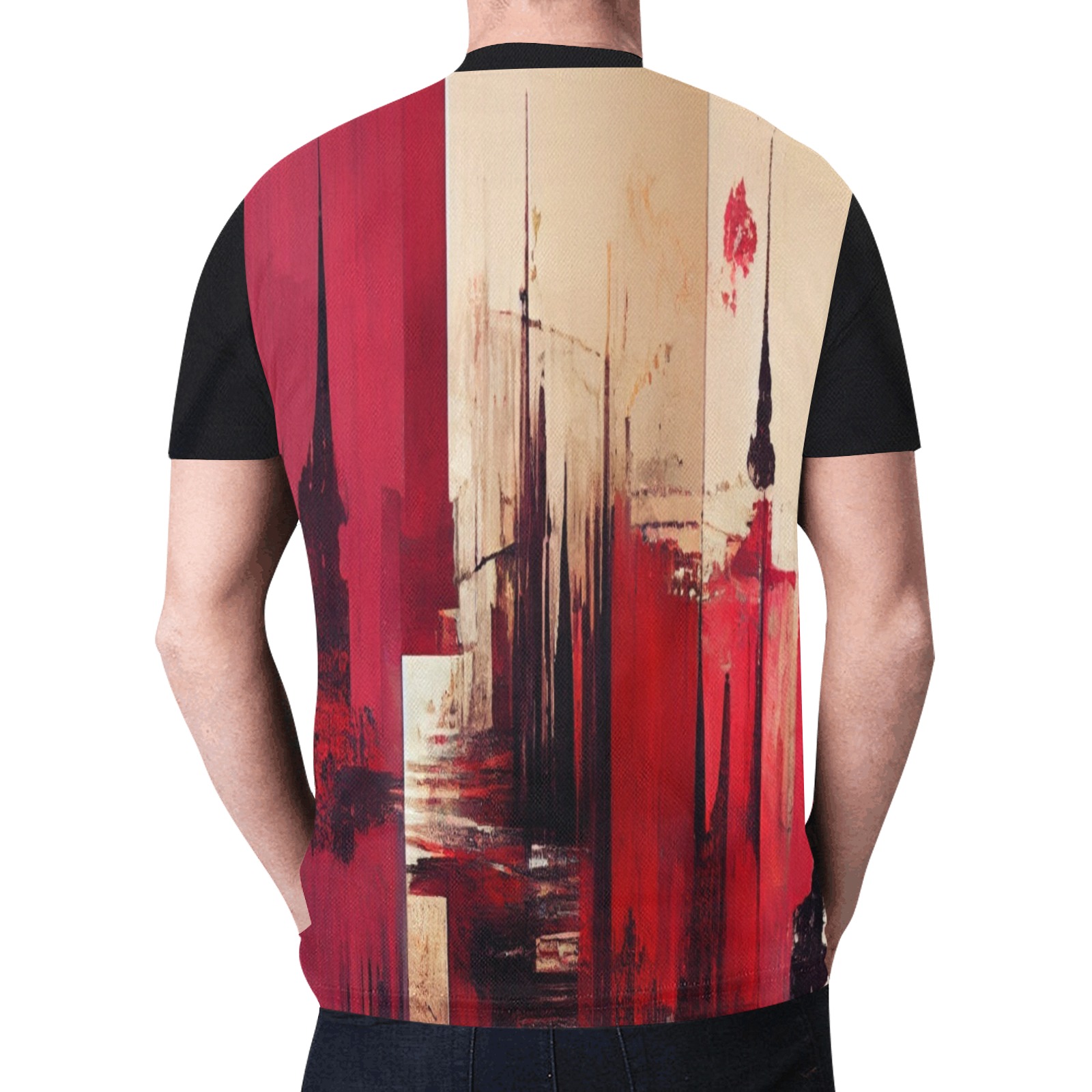 graffiti buildings red and cream 1 New All Over Print T-shirt for Men (Model T45)