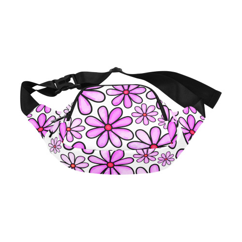 Pink Watercolor Doodle Daisy Flower Pattern Fanny Pack/Small (Model 1677)