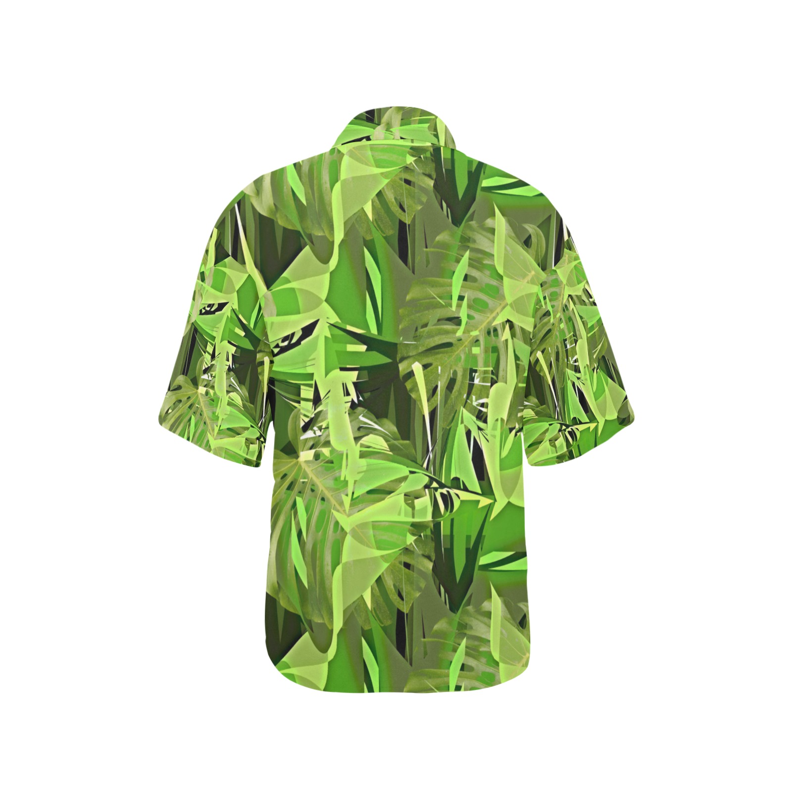 Tropical Jungle Leaves Camouflage All Over Print Hawaiian Shirt for Women (Model T58)