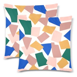 Geometric Abstract Shapes Custom Zippered Pillow Cases 18"x 18" (Twin Sides) (Set of 2)