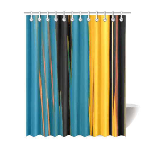 Black Turquoise And Orange Go! Abstract Art Shower Curtain 69"x84"