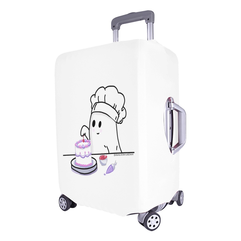 Ghost Decorating A Cake With A White Background Luggage Cover/Large 26"-28"