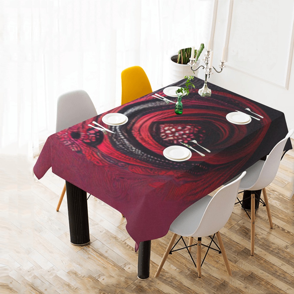 red shield Cotton Linen Tablecloth 60"x 84"
