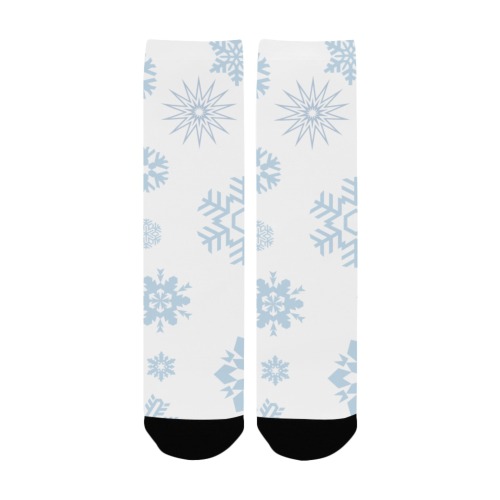 Blue Snowflakes Snowfall Winter Pattern Custom Socks for Women