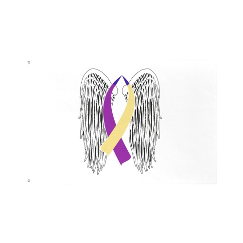 Winged Ribbon Bladder Cancer Custom Flag 5x3 Ft (60"x36") (One Side)