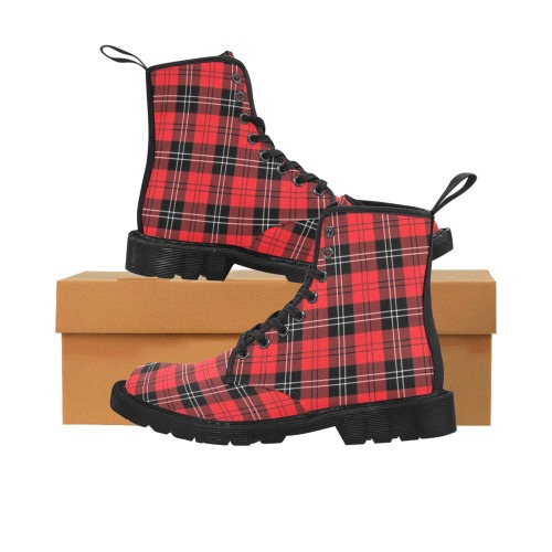 Red Tartan Martin Boots for Women (Black) (Model 1203H)