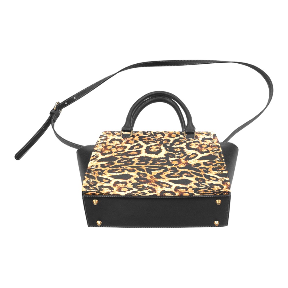 Leopard rivet handbag Rivet Shoulder Handbag (Model 1645)