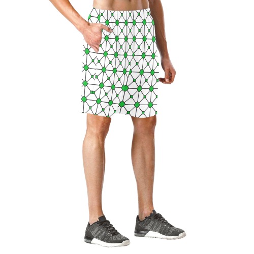 stain glass window shell green Men's All Over Print Elastic Beach Shorts (Model L20)