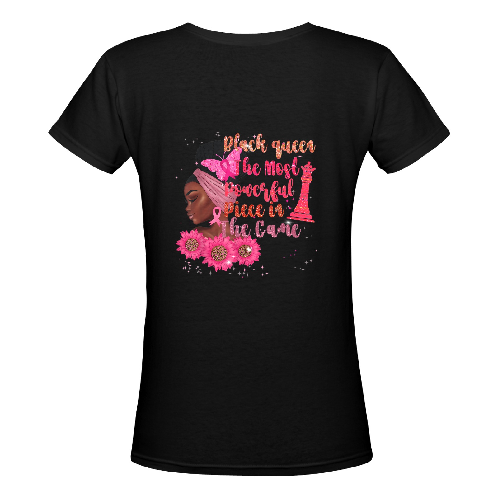 BGM Tees Black Women's Deep V-neck T-shirt (Model T19)